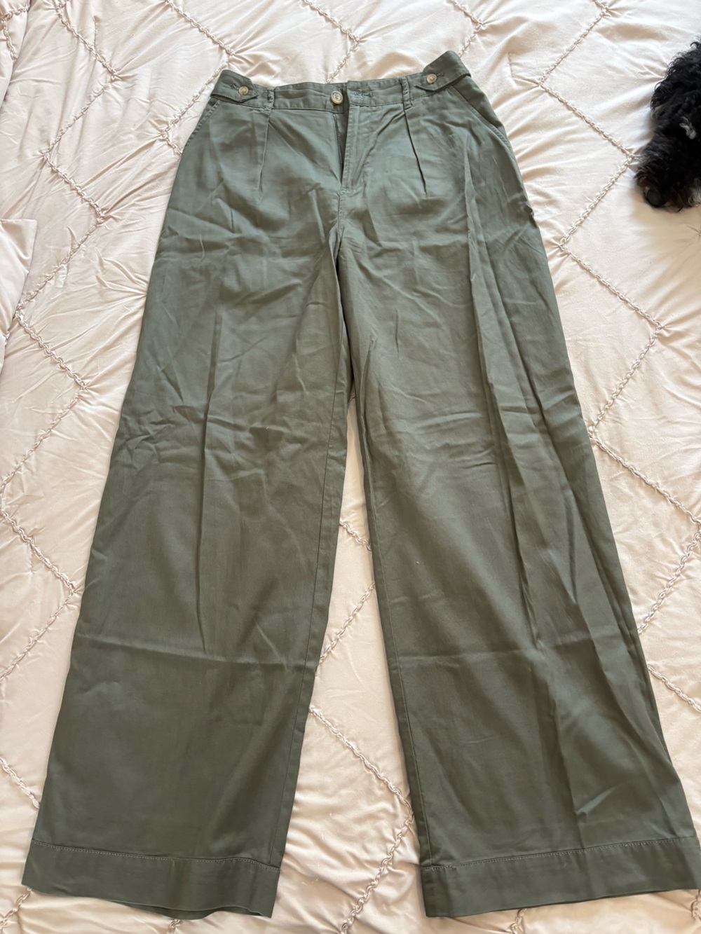 a.n.a Olive Green Wide-Leg Trousers